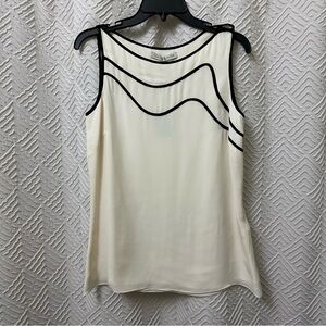 Halston Heritage Silk Cream Sleeveless Top